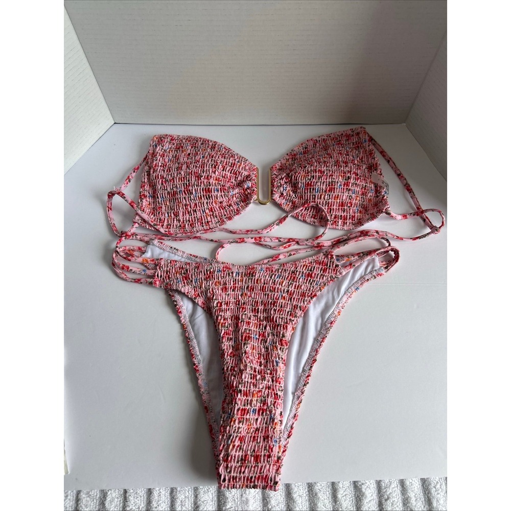 2 Piece Pink Floral Bikini Set Swimwear Size‎ L